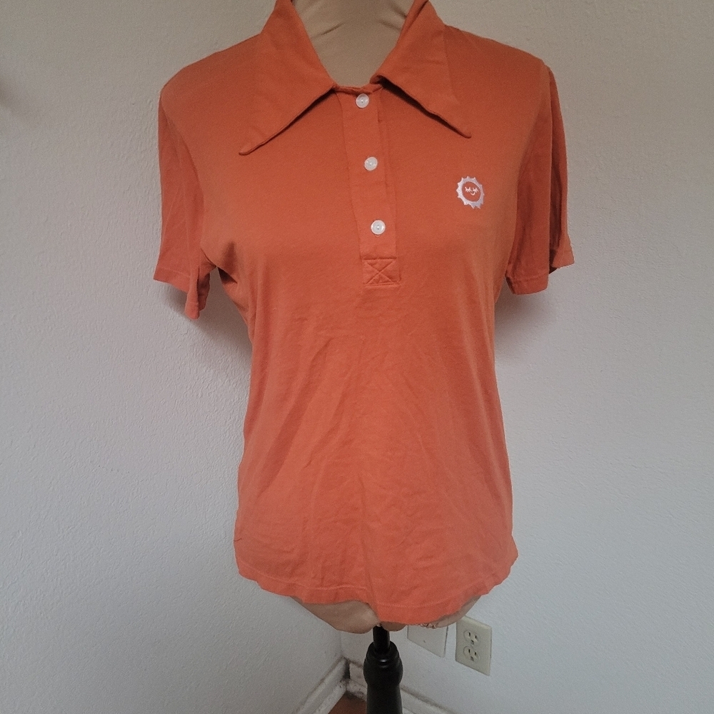 Big Bud Orange Polo Shirt Butterfly Collar